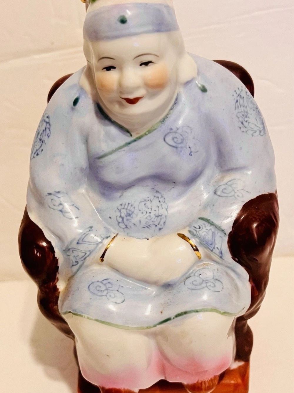 Porcelain Seated Figurine in Light Blue - Unbranded